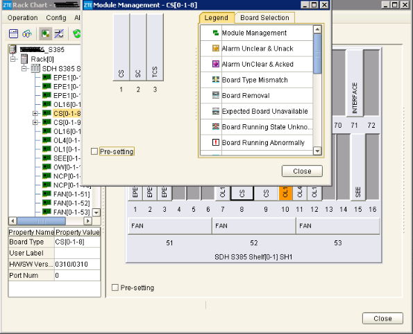 ZXMP S385设备CS单板在U31网管模块管理界面各个模块不可见问题(图3)